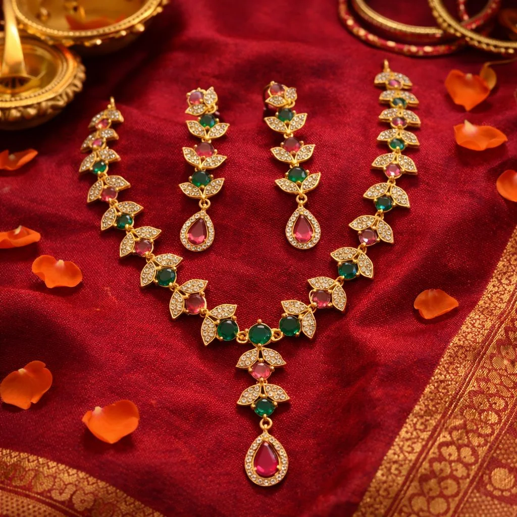 Pure AD stone Necklace with earrings
