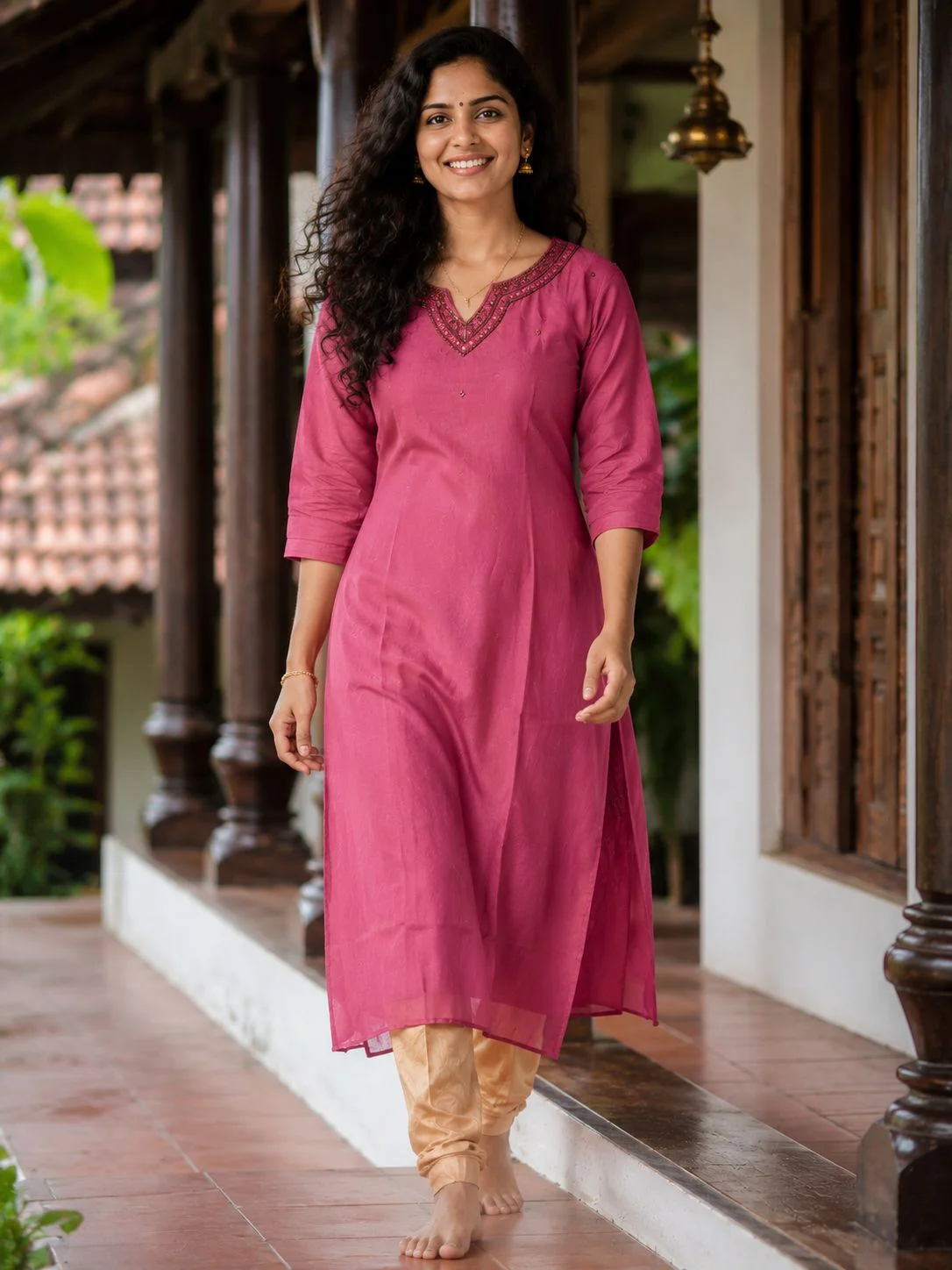 Elegant Magenta Embroidered Kurti – Premium Folded Display