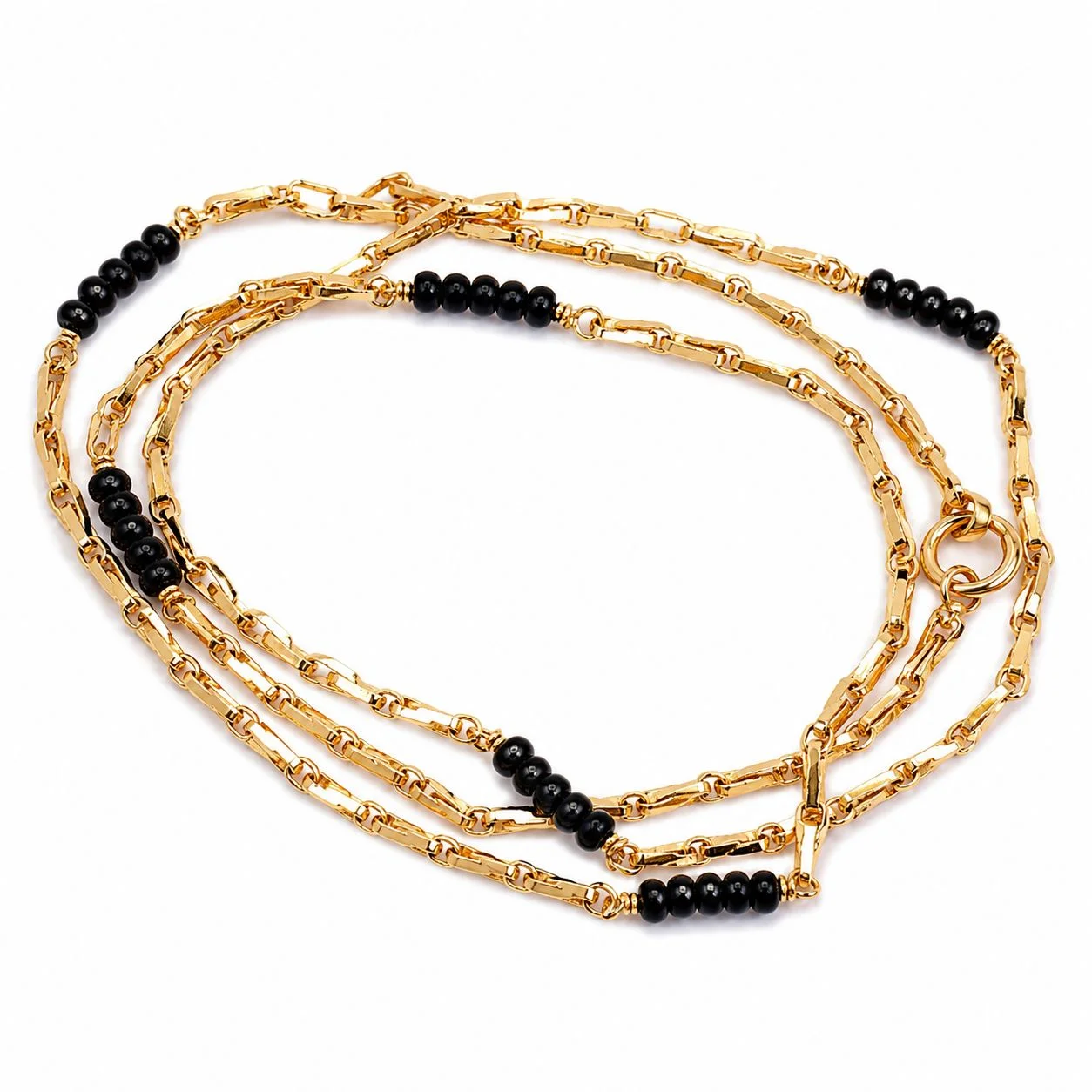 Vishmura Black Bead Gold-Plated Layered Mangalsutra Chain