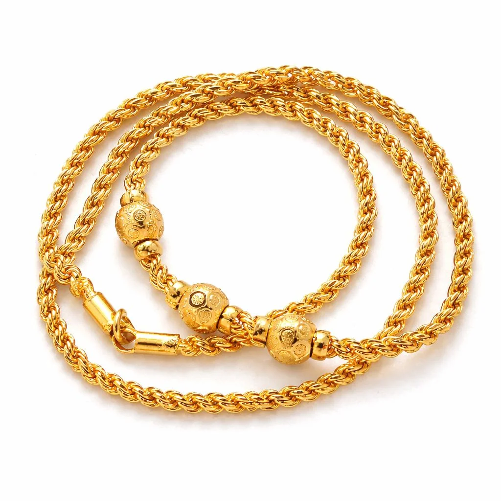Vishmura Twisted Rope Gold-Plated Chain with Designer Beads